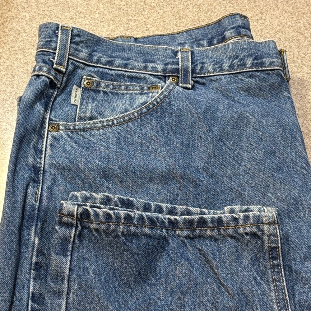 Carhartt Men’s Relaxed Fit Blue Jeans 42x32 Workwear Cabincore Denim EUC - Picture 7 of 8